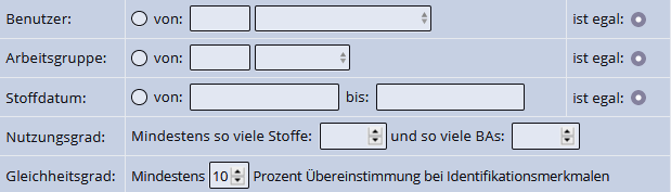 Stoffe abgleichen eingeschränkter Stoffabgleich weitere