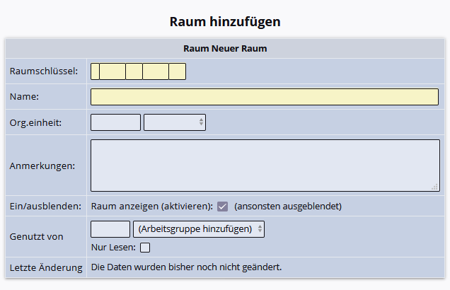 Raum hinzufügen