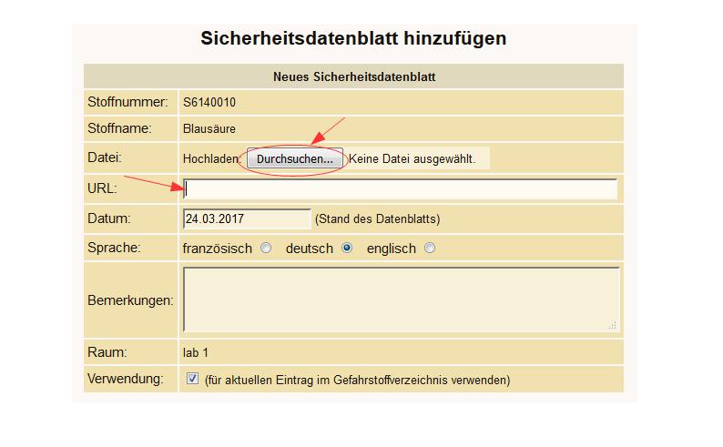 SBD Katasterliste Datei hinzufügen