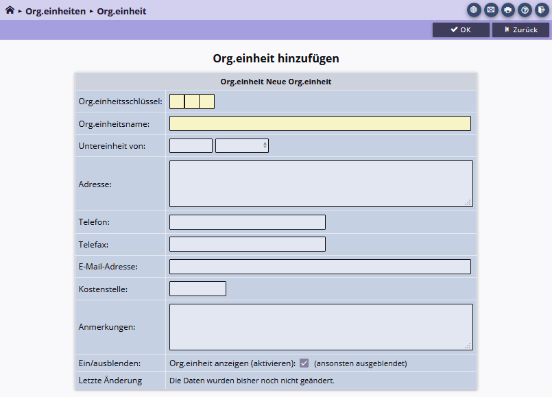 Organisationseinheit anlegen