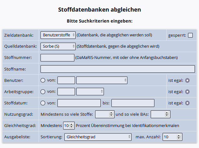 Stoffe abgleichen