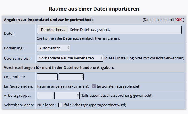 Raumdaten importieren