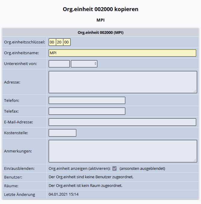 Kopieren einer Organisationseinheit