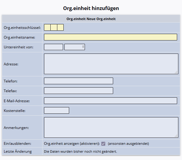 Organisationseinheiten hinzufügen